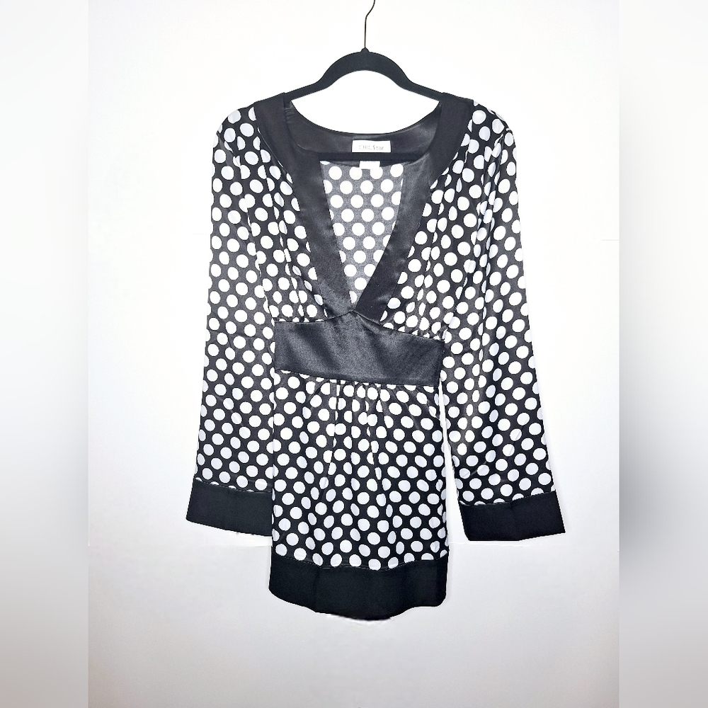 ChicStar brand "Polka Dots In A Kimono" Plus-size polka dot Kimono  tunic shirt.